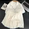Conjunto de Pijama de Verano para Mujer Tallas Grandes de Algodón con Lunares de Colores, Tres Piezas con Almohadillas en el Pecho, Top de Manga Corta, Shorts y Pantalones Largos, Ropa de Casa