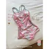 Princesa Sirena DeslumbranteEstampado retro francés adelgazante sin espalda que realza la figura traje de baño deportivo de una pieza estilo resort para mujer en verano