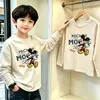 Camiseta informal versátil de algodón puro para Primavera/Otoño 2026, estilo americano moderno, fresca y elegante, con estampados únicos, top de manga larga para niños y bebés