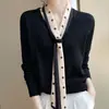 Nuevo Suéter de Punto Fino con Escote en V Estilo Bufanda Color Sólido Delgado Elegante Base de Punto Tipo Cinta Adelgazante Ropa para Mujer Estilo Coreano