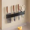 Estante Lateral de Acero al Carbono Soporte para Cuchillos de Cocina Estante de Almacenamiento Bloque de Cuchillos Montado en Pared Estante de Almacenamiento Montado en Pared Cesta de Almacenamiento Soporte para Cuchillos