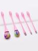 Conjunto de 5 Pincéis de Maquiagem Rosa em Formato de Cintura Pequena Inclui Pincel para Blush, Pincel para Contorno, Dropshipping, Direto da Fábrica