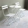 Combinación de Mesa y Silla de Hierro para Ocio al Aire Libre, Tienda de Té con Leche, Cafetería, Moderno Simple, Exterior, Balcón, Mesa Plegable, Juego de Tres Piezas