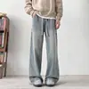 Jeans retro japonês estilo Hong Kong para homens, perna reta solta, calça dad larga e fluida, calça longa trendy de alta qualidade