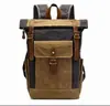 Mochila Retro de Viaje Impermeable Lona Encerada Mochila de Viaje Casual Europea y Americana Mochila Impermeable de Lona
