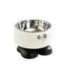 Tazón de acero inoxidable para mascotas para gatos y perros, tazón para mascotas con esquema de color dopamina antideslizante, anti-barbilla negra, tazón para gatos de patas altas que protege el cuello
