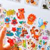 Adesivos tridimensionais infantis estilo coreano, variedade de desenhos animados educativos para educação infantil, podem ser colados repetidamente, adesivos fofos de animais em bolha