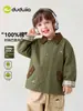 [100% Algodón] Chaqueta de Otoño Cortavientos Dudu para Niños, Chaqueta de Otoño Cómoda con Cuello para Niñas, Versátil