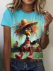 Amazon Transfronterizo Nuevo Estampado Animal Verano Manga Corta Europeo y Americano Cuello Redondo Camisetas para Mujer Tops Venta al por Mayor