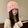 Gorro de Punto de Lana Estilo Coreano Cálido con Orejas de Gato Otoño Invierno Protección para los Oídos al Aire Libre para Mujer Versátil con Forro de Forro Polar Hace que la Cara Parezca Más Pequeña