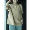Nova camisa verde de manga curta estilo chinês com botões para mulheres, novo design de moda de verão, top jovial A12949