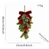 Árbol de Navidad Colgante Artificial de Abeto Noble Decoración para Puerta con Lazos de Terciopelo, Bayas, Piñas y Adornos de Gota de Agua para Decoración del Hogar Navideño
