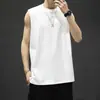 Chaleco sin mangas de talla grande para hombre de algodón de verano suelto marca de moda prenda exterior talla grande blanco base