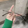 Óculos de Metal Poligonal de Alta Qualidade para Miopia Feminina, Clássicos, Elegantes, Literários, Lentes Planas Anti-Luz Azul Atacado
