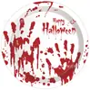 Mm187 Halloween Mano Sangrienta Sangrante Fiesta Festival Pancarta 8 Personas Set de 4 Piezas Plato de Papel Servilleta Vaso de Papel
