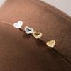 Brincos de Coração Facetado de Cristal de Gelo em Prata de Lei S925, Brincos da Moda e Doces Estilo Ins M05345