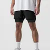 Nuevo Estilo Pantalones Cortos Deportivos de Músculo para Hombre Doble Capa Tejidos de Secado Rápido Camuflaje Fitness Deportivos Casuales Estilo Americano de Cinco Puntos para Hombre