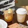 Copo de Café Descartável com Tampa, Embalagem para Viagem Comercial, Copo Especial para Bebidas Quentes, Copo de Papel para Leite com Chá Impresso em Polpa de Bambu, Personalizado