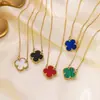 Collar de Trébol de Cuatro Hojas Doble Cara No Vendible, Joyería Popular de Nicho de Lujo Ligero, Colgante de Moda Dorado, Fabricante de Cadena para Clavícula