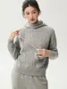 Suéter Cálido de Punto Trenzado con Capucha, Cordón y Pompón, Estilo Coreano, Cachemira para Mujer, Nuevo Otoño 2026