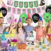 Decoração de Festa de Aniversário Tema Bruxa Má Bandeira de Aniversário Menina Má Inserção de Bolo Balão Giratório Pendurado