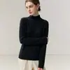 Suéter de Cashmere Feminino Baicaierong Outono/Inverno 2026 com Barra Rebatida e Gola Semi-Alta, Tricô de Lã com Design Versátil