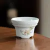 Colador de Té Celadón Estilo Chino Retro con Paisaje y Flores, Filtro de Té de Cerámica China, Accesorios para Té, Juego de Separación y Filtración de Agua para Té