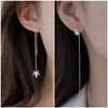 Pendientes de copo de nieve frescos para mujer 2023 Japoneses y coreanos simples combinan con todo adelgazan la cara temperamento pendientes largos de borla ins