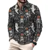 Halloween 2026 Comércio Exterior Novo Estilo Masculino Tendência Personalidade Gola Lapela Manga Longa Camisa POLO Festa de Festival Top de Personalidade