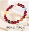 Pulsera Natural de Cinabrio para Mujer, Pulsera de Cuentas de Cinabrio Morado y Dorado, Mayoreo de Regalos para Mujer, Nueva Pulsera de Cuentas Estilo Chino
