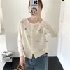 Cárdigan Suéter de Lana 100% con Lazo para Mujer 2026 Principios de Primavera Nueva Moda Estilo Reductor de Edad para Figuras Pequeñas Chaqueta de Punto