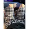 Shorts xadrez de tricô estilo Chanel pequeno masculino verão fino calças de cinco pontos retrô americanas roupa de exterior calças de praia calças esportivas de comprimento médio