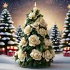 Serie de Árbol de Navidad con Flores Molde de Silicona Flor de Rosa Adorno de Velas Aromáticas DIY Molde para Hornear Mousse