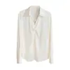 Senso de Design Francês Temperamento Camisa de Cetim Feminina 2026 Primavera Outono Nova Para o Trabalho Emagrecedora Colar de Pérolas Top Profissional