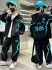 Roupa de Menino Primavera e Outono Novo Legal e Estiloso Estilo de Rua Coreano Moletom com Capuz para Menino Conjunto de Duas Peças Roupas Infantis da Moda