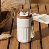 Taza de Café con Pantalla de Temperatura Inteligente 316 Acero Inoxidable Termo Taza para Niñas Linda Taza de Acompañamiento con Cuerda para Levantar Portátil Taza para Coche