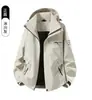 Chaqueta de trabajo tres en uno para hombres y mujeres, con diseños estampados y bordados, capas desmontables de plumón, seda y forro polar