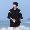 Camiseta Polo para Hombre, Verano 2025 Nueva Trendy Versátil Color Block Cuello Mao Manga Corta, Top Casual de Media Manga para Parejas