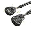 Collar Colgante de Obsidiana Negra Maitreya para Hombres y Mujeres Estatua de Buda Maitreya Joyería de Cristal Joyería de Guanyin Cadena de Lana