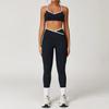 Conjunto Esportivo Zechuang Cintura Alta Cruzada Feminino Contraste de Cor Justo Nu Conjunto de Yoga para Corrida Fitness Yoga 9253