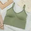 Camisola de 15 colores caqui sin costuras que envuelve el pecho, top tube de belleza espalda en U grande, cinturón ajustable, ropa interior deportiva sin aros