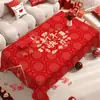 Mantel rojo, mantel redondo de boda, cubierta de mesa, tapete para mesa de comedor del hogar, impermeable, resistente al calor, nuevo estilo festivo para hoteles y restaurantes