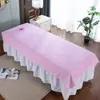 Cama de belleza cama para salón de belleza blanca con agujero pieza de algodón de seda antiarrugas masaje push-pull para cuerpo secado rápido