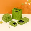 Caja de embalaje para joyería extraíble con estampado verde, caja de almacenamiento para accesorios de joyería, collar y pendientes, caja para anillos, caja de embalaje para accesorios