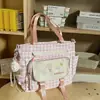Nueva Bolsa de Tutoría Cuadros de Aspecto Elegante, Fresca y Dulce para Estudiantes de Secundaria y Preparatoria, Mochila Sencilla, Ligera y de Gran Capacidad de Tres Piezas
