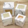 Caja de regalo de PVC cuadrada con patrón de mármol de vaca blanca moteada, 3 colores, múltiples tamaños, caja para dulces