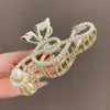 Pinza para el Cabello de Metal para Mujer, Pinza Tiburón de Lujo de Alta Gama, Pasador para Peinados Recogidos, Accesorio para el Cabello con Perlas para la Parte Trasera de la Cabeza