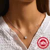 Collar de plata de ley S925 con estrella de circón clásico incrustado Cadena para la clavícula de uso diario, diseño de nicho de lujo ligero, popular en internet japonés y coreano