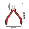 Alicate Popular Transfronteiriço de Aço Carbono Preto com Cabo Preto e Vermelho para Extensão de Cabelo com 3 Furos, Alicate de Joalheria Preto e Vermelho com 3 Furos, Alicate de Bico Fino Feito à Mão