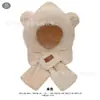 Conjunto lindo de sombrero con orejas de oso de peluche y bufanda para otoño e invierno para mujer, cálido y forrado de felpa, protector de orejas, estilo coreano, dulce diseño con capucha